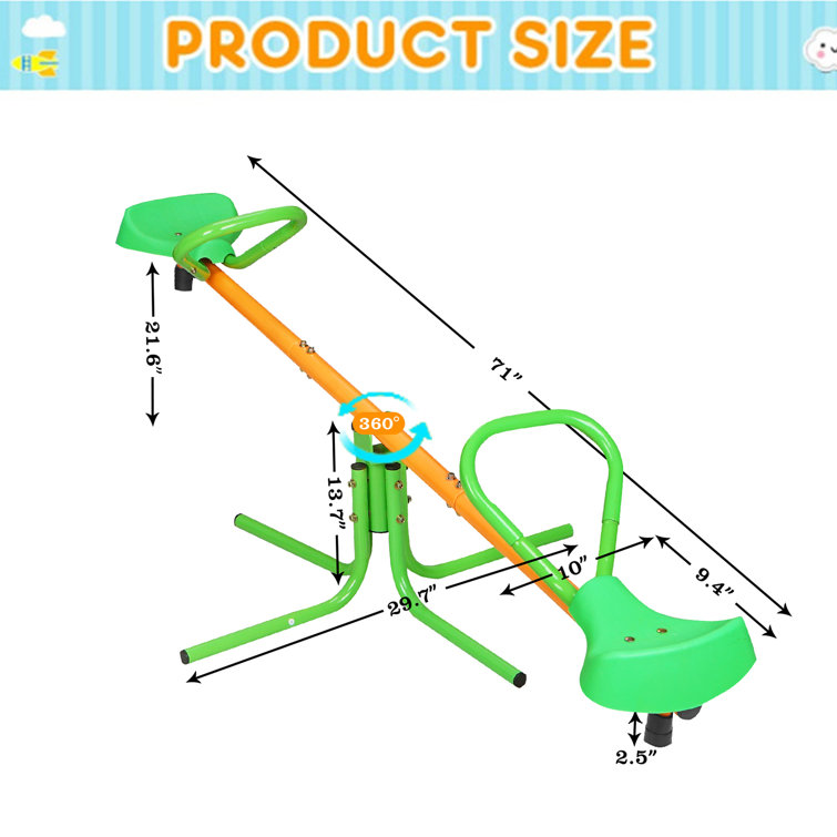 Panarciss 360 Degree Rotation Outdoor Toddler Seesaw Sit And Spin